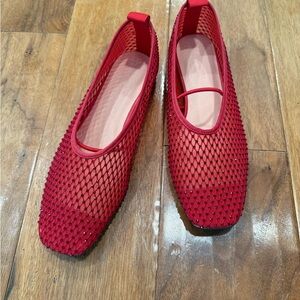 J Crew Red Mesh Women's ballet flats